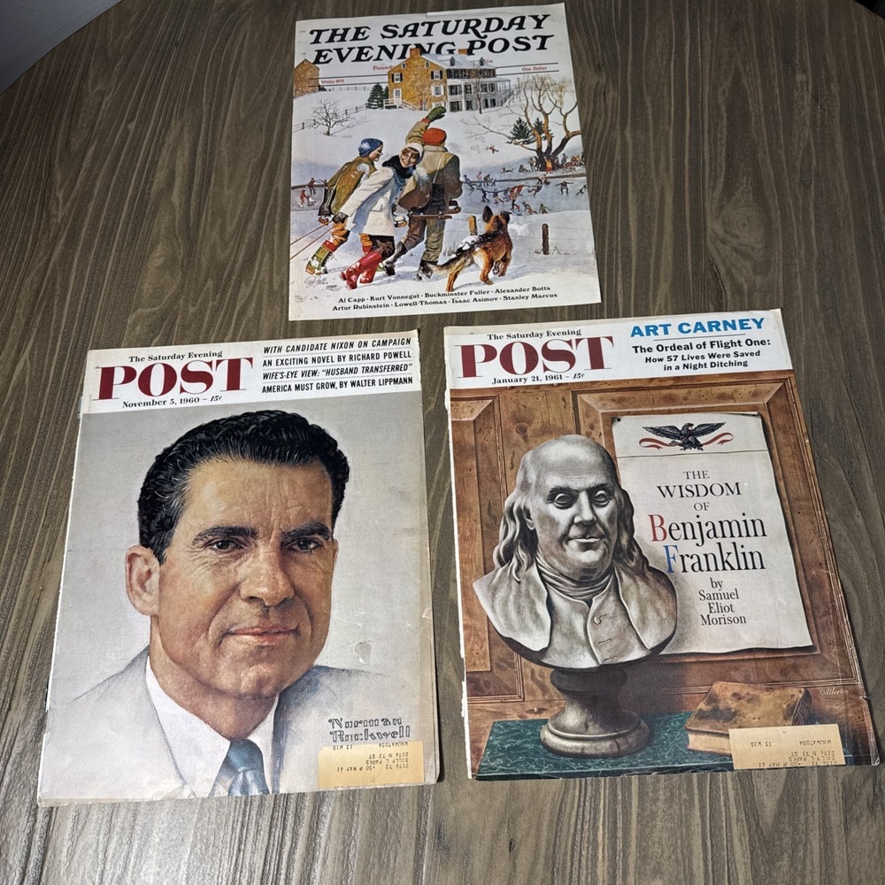 The Saturday Evening Post Magazine‎ Lot 3 1960 1961 Nixon Rockwell Covers Only